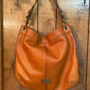 Fossil Women's Hobo Bag in Rich Orange Leather